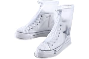 TSJLIKI Wasserdichte Überschuhe, Schuhüberzüge Wiederverwendbare Transparent Regenstiefel-Schuhüberzüge mit Reißverschluss Rutschfeste Faltbare Regenkleidung für Frauen Männer