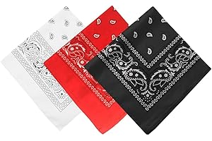 ‎ZEAYEBSR Zeayebsr 3-teilige Bandanas Bandanas für Damen und Herren Rot, Weiß, Schwarz, Stoff, Bandana, Halstuch, quadratischer Schal, farbig