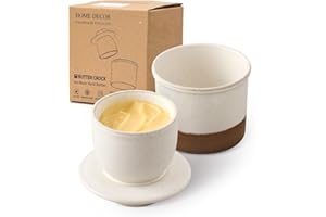 Home Decor Ceramiczna maselniczka, francuska maselniczka, pojemnik z pokrywką, na świeże i nadające się do smarowania masło, kolor latte