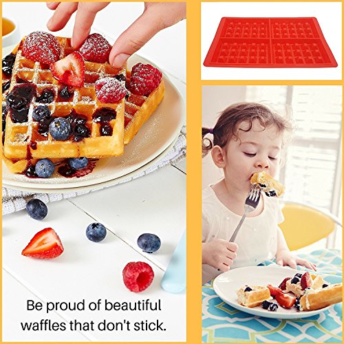 Waffelform 2er Set – Herz und Belgische Rechteckige Waffel-Form Aluminiumguss Silikon Waffel Kuchen/Mini Backblech Formen – Set Von 2 - 4