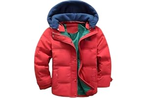 linboo Doudoune Enfant Garçon Manteau de Duvet Blouson Chaud Veste d'Hiver à Capuche Sport Jacket