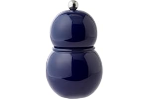Addison Ross Chubbie Bobbin Salt or Pepper Mill – Easy Twist Ceramic Grinder – Sustainable Rubber Wood – Modern Design – Ideal Wedding Gifts or Housewarming Gift – Kitchen Accessories – Navy – 12cm