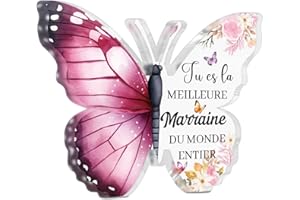 Putuo Decor - Panneau Acrylique Papillon avec Message Tu ES La Meilleure Marraine du Monde Entier – Décoration Cadeau Marraine Table ou Étagère