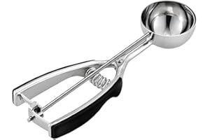 AMISON Cucchiaio Gelato 5 cm in Acciaio Inox, Porzionatore Gelato con Comoda Impugnatura per Gelato, Biscotti