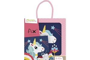 MY MANDARINE Avenue Mandarine KC112C - Caja Pix Gallery que incluye 1 cuadro de punto de cruz de 14 x 14 cm, hilo y aguja, unicornio