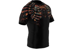 SMMASH Camicia Funzionale Uomo Rashguard Camicia Sportiva A Maniche Corte MMA Thaibox Muay Thai Kickboxing Traspirante Resistente All'Abrasione