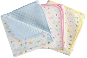 MBJERRY Baby Infant Wasserdicht Matte Wickelauflage - Ökologische Baumwolle Atmungsaktiv Wiederverwendbar Matratze Pad Packung mit 3 (M (50 x 70 cm))