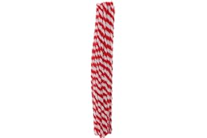 Amosfun Lot de 50 sifflets en Fil de Chenille pour décoration de Sapin de Noël Rouge/Blanc, Rot -Weiß, Medium