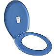 TAXAN Oval Shape Toilet Seat Cover with Round Edges, PVC Cover for Western Toilet Seat - High Glossy Finish, Sleek Design - Non-Soft Closing Commode Seat with Cover with Installation Kit(17 x 14.5 IN)