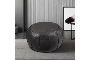 LOUIS DONNÉ Unstuffed Round Pouffe, Supersoft Handmade Faux Decor Pouf Ottoman Cover, Storage Solution, Foot Rest, Footstool, Pouffe Seat or Balcony Office Indoor(Black)…