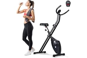 EVOLAND Exercise Bike, Foldable Fitness Bike with LCD Display and 8-Level Adjustable Resistance, 265LBS Max Load for Home Trainer Use