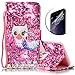 Produktbild Galaxy S7 Edge Hülle,Samsung S7 Edge Ledertasche,Sunroyal Kunstleder Flip Case Schutzhülle Lila Cute Cool Elegant Retro Bling Eule Muster Painted PU Leder Wallet Case Flip Cover im Bookstyle Handytasche Skin Schale Brieftasche mit Strap Magnetverschluss Standfunktion und Karte Halter Etui Handyhülle für Samsung Galaxy S7 Edge+ 1 x Frei Displayschutzfolie-Owl