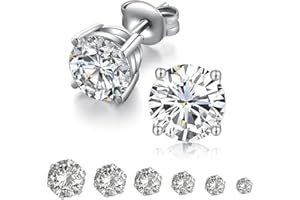 CUEMOON Orecchini Donna Uomo Diamante, Zirconia Cubica, Acciaio Inossidabile, Anallergici, Punti Luce, 3~8 mm Brillantini Diamante Orecchino