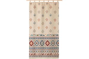 Lanovenanube Cortina alpujarreña con Trabillas Rombos Nº58 de 140x260 cm, Tejido Jacquard, de fácil Mantenimiento y Resistente. Confeccionada con Trabillas. Diseño rústico. Cortina de Puerta Exterior