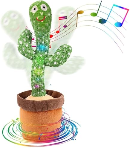 Idena 40366 Cactus Parlante Con Luci, Peluche Che Ripete Tutto, 33 Cm, Voce Buffa E Movimento