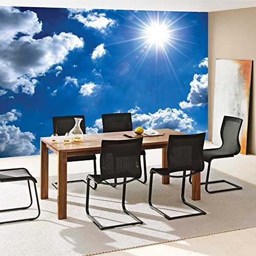 Vlies Fototapete PREMIUM PLUS Wand Foto Tapete Wand Bild Vliestapete – Himmel Sonne Wolken Lens Flare Effekt – no. 1620, Größe: 416 x 254cm Vlies - 8