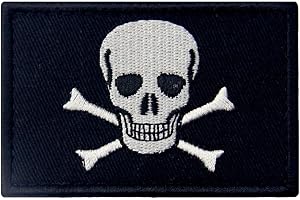EMBTAO Drapeau Pirate de Jolly Roger Brodé Crochet et boucle d'attache Patch