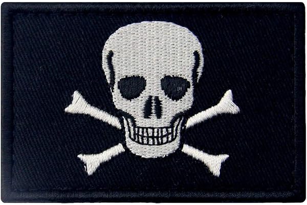 Drapeau Pirate de Jolly Roger Brodé Crochet et boucle d'attache Patch