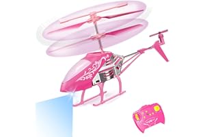 Hymaz Pink Remote Control Helicopter Toys for Girls Gift for 6 7 8-12 Years Old, 2.4GHz 3.5Channel Drones with LEDs for Kids Beginner Plane Flying Toy for Indoor Outdoor Games (Pink)