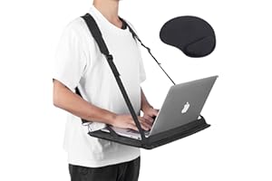 ALPHABET WONDERS Laptop Harness - Wearable Laptop Stand for Up to 17" Laptops, Tablets & E-readers - Adjustable Straps, Includes Memory Foam Mouse Pad