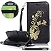 Produktbild HUDDU Schwarz Schutzhülle für iPhone 7 Handyhülle Golden Butterfly Muster PU Leder Tasche Slim Wallet Case Flip Hülle Ledertasche mit Kartenfach Magnetverschluss Stand Cover Brieftasche Etui Handytaschen für iPhone 7 / iPhone 8