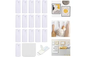 Fuhesgu 16 Pcs Command Gancho Cuadros Blanco Grande XL para Marco de Foto + 20 Tiras Adhesivas para Colgar Cuadros Gancho Adhesivo Cuadros pared Cuelga Cuadros sin Clavos sin Agujeros sin Taladrar