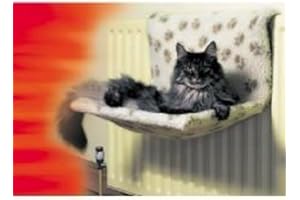 Danish Design Beige Pawprint Kumfy Kradle Cat/Kitten Machine Washable Sherpa Fleece Narrow Radiator Bed