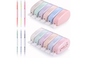 ‎JIANTA JIANTA 12 Stück Korrekturroller Mini Korrekturmaus Set 4m x 5mm mit 6 Textmarker Korrekturband Süß Korrekturroller Mini Pocket Mouse Mehrfarbig für Studenten, Büro, Schule, gleitend und abdeckend