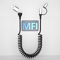 Cavo A Spirale USB-C A Lightning MFi [2 Pezzi] - Per CarPlay, Ricarica Rapida 2.4A, Per IPhone 14/13/12/11 Ecc.
