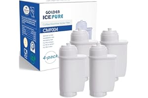 GOLDEN ICEPURE Filtre à eau pour machine à café Compatible Avec Siemens® EQ Series/EQ3/EQ6/EQ9/EQ500/S700/Brita® Intenza 575491/Bosch® TCZ7003/TCZ7033 Machine à Café NSF, 4 pièces