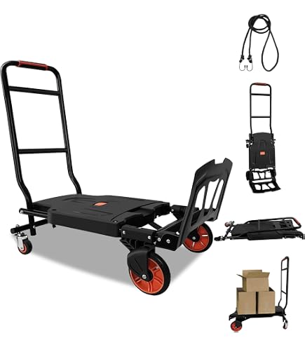 Klappbare Sackkarre Bis 200 Kg – Transportwagen Mit 6 Rädern, Teleskopierbarem Griff & Elastischen Spanngurten