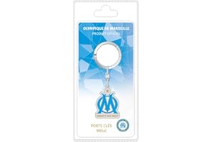 OLYMPIQUE DE MARSEILLE La Plume Dorée Logo Porte-Clefs Sous Blister Métal Multicolore 8,5 x 18 x 2,5 cm
