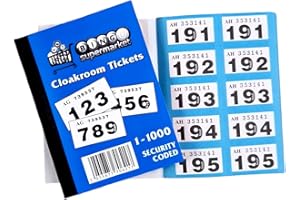 Bingosupermarket Raffle Tickets 1-1000 Cloakroom Tickets - Assorted Colours bordered. (Blue)