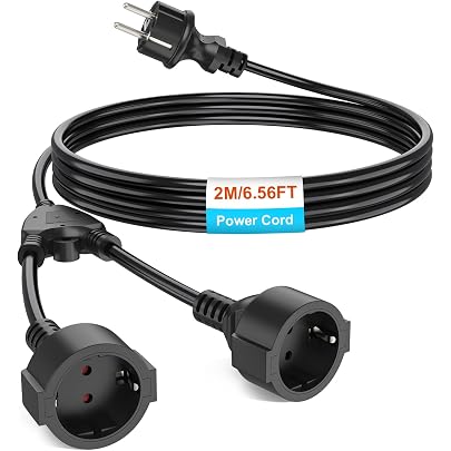 MutecPower Verlängerungskabel 7,5 M | Mit 3 Schuko-Steckdosen & 90° Abgewinkeltem Stecker | 16A, 250V, IP20 | Für Haushalt, Werkstatt & Indoor