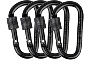 YENLK 4PCS Locking Carabiner, Aluminum Alloy D-Ring Locking Carabiner Key Chain Clip Hook for Outdoor, Camping, Hiking, Traveling, Fishing, Backpack
