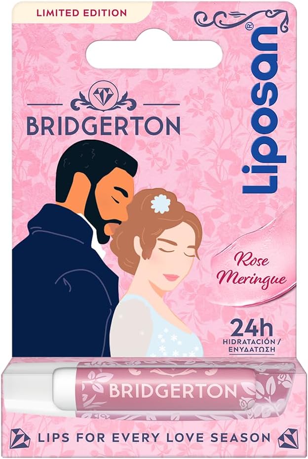Liposan Bridgerton Edición Limitada Rose Meringue - Bálsamo Labial Hidratante - Cacao de Labios con 24h de Hidratación - Aroma a Rosa - Sutil Brillo de Labios Perlado - Todo Tipo de Piel - 4,8 g