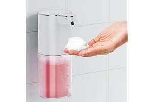 Fantictas Automatischer Seifenspender Wandbefestigung,1500mAh Hohe Kapazität Elektrischer Seifenspender ohne Bohren mit USB Wiederaufladbar,IPX5 Wasserdicht für Bad Toilette Küche und Büro