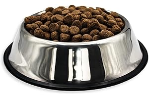 Mister Zoo - Comedero de Acero Inoxidable para Perros, Bebedero Portátil Antideslizante, Plato para Mascotas de Acero Inoxidable (16 Centímetros)