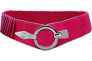 Gloop Damen Taillengürtel Elastischer gürtel 6cm breiter Hüftgürtel silberner Ring