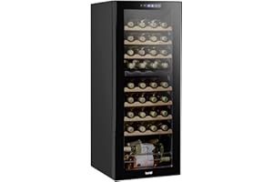 DELLONDA Baridi 36 Bottle Dual Zone Wine Cooler, Fridge with Digital Touch Screen Controls, Wooden Shelves & LED Light, Black - DH91