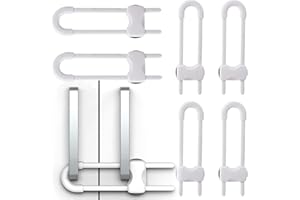 PANYI 6 Pezzi Serratura Per Armadietti Scorrevoli,A Forma Di U Per Porte Scorrevoli Di Sicurezza Per Bambini,Blocco Di Sicurezza Per Bambini,Serratura Scorrevole Per Armadietti