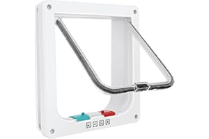 LESSMON Cat Door for Windows, Pet Doors and Sliding Door, Safety Pet Door with 4 Way Lock, Weatherproof Cat Flap for Thin Door and Wall(Medium, 17cm x 16cm Flap)