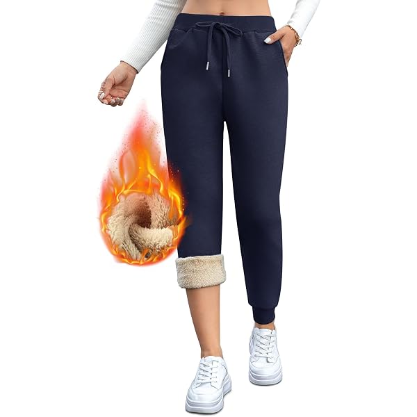 Pantalon De Jogging Polaire Femme Onsoyours – Chaud, Doublé Sherpa, 2 Poches, Taille Haute élastique
