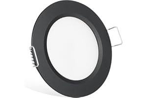 acegoo Foco LED Empotrable Techo 12V Downlight Regulable 2,5W Negro Blanco cálido 3000K IP64 Panel Redondo Extraplano Iluminacion, para Autocaravana Caravana Barco Camión Cocina Baño Muebles