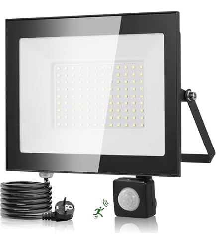 Faretto LED Esterno 50W, Faro LED 4500 Lumens, IP68 ImpermeabileLuce di Sicurezza, Faretti LED,Luce da Giardino Bianca Calda 3000K Adatta per Cortili, Terrazze, Garage e altro, Confezione da 2