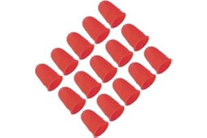 PATIKIL Embouts de doigts en caoutchouc, 15 Pack Protecteur de bout de doigt en silicone pour le pouce et les doigts, Protège-doigts pour le comptage au bureau, la couture, taille M, rouge