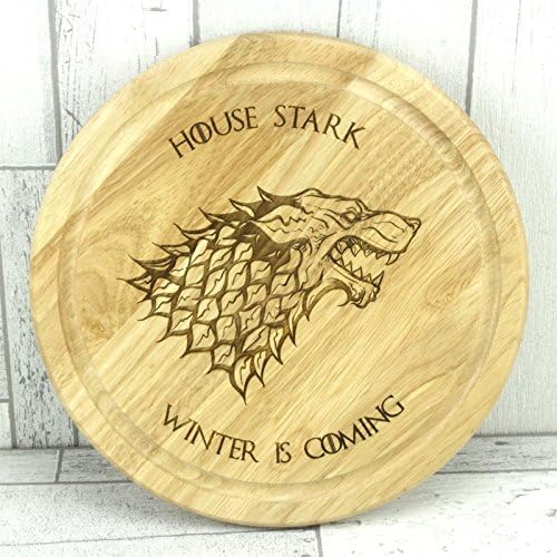 Game Of Thrones Circular / Round 10" (254mm) House Stark Chopping / Cutting / Serving Board