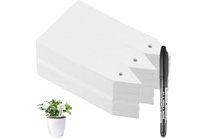 Granvoo Etiquette Jardin Imperméable, 300 Pièces Etiquettes Plantes Etiquettes Semis Réutilisable, 10x2cm Plastique Etiquette Potager avec 1 Stylo Marqueur, Étiquette Jardin Plantes Marqueurs, Blanc