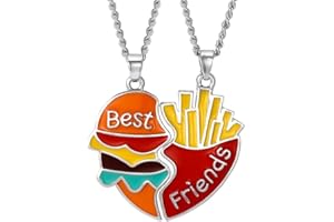 ‎SJBAUTYO SJBAUTYO 2 Stück Freundschafts-Anhänger-Halsketten-Set,BFF Necklaces,Beste Freunde Ketten,Burger Fries Freundschaftskette für 2 Mädchen, Geburtstagsgeschenk für beste Freunde