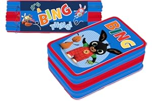 FANCY S.A. EOOD Fancy Plumier Astuccio Triplo Scuola Bing Coniglietto, 3 Zip con Scomparti organizzati, Completo 44 pezzi Colori GIOTTO, Bambina Originale 20 cm Blu Azzurro